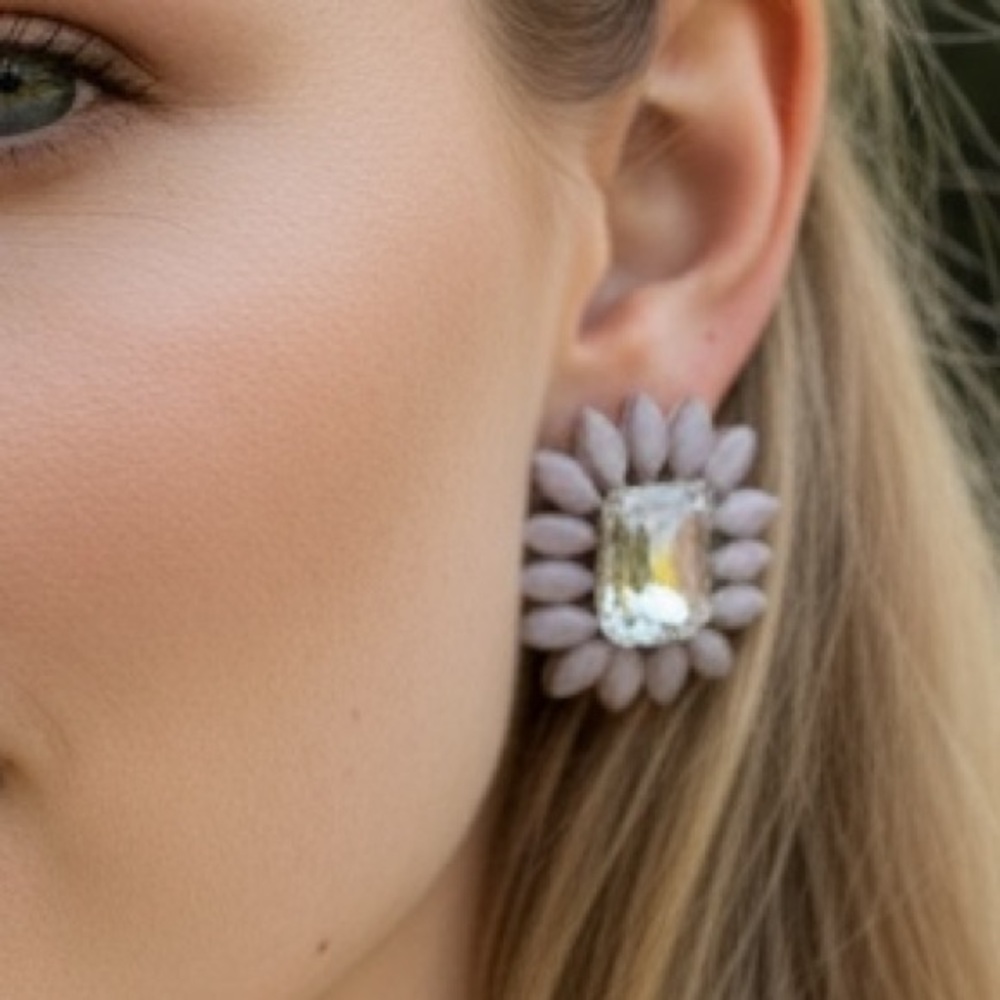 4/$20 - Pomina Floral Crystal Statement Earrings (BR1010/1)